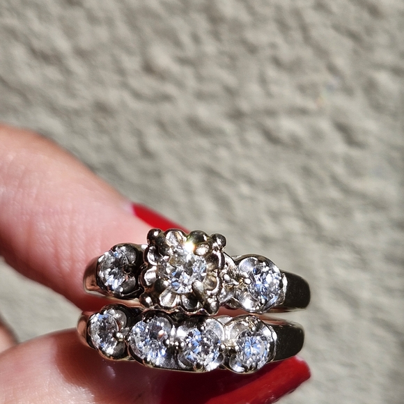 Vintage 14K Diamond Wedding Set - Picture 16 of 16